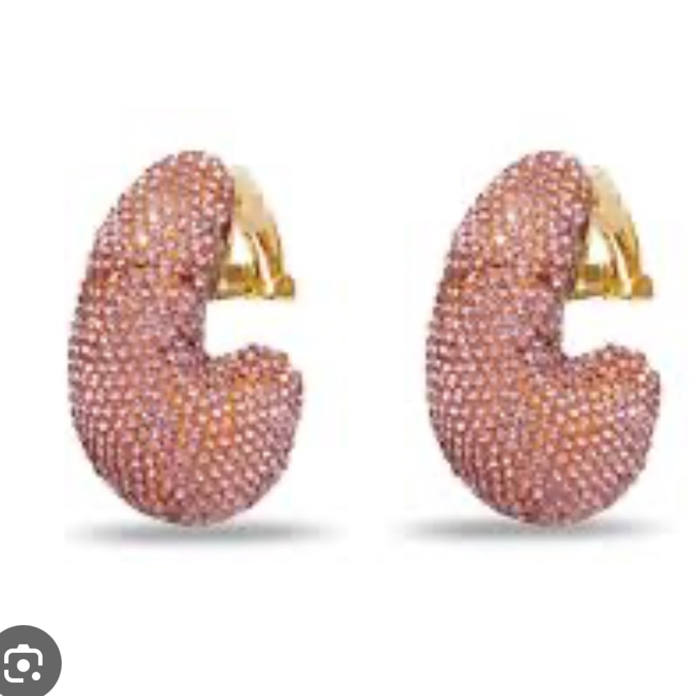 Lele Sadoughi Pave Dome Hoop Clip-On Earrings ~ Shell Pink